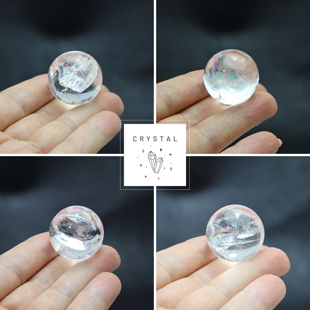 50-1 左巻き水晶 49.8ミリ 天然水晶 丸玉 高品質 高透明度 原石 - 美術品